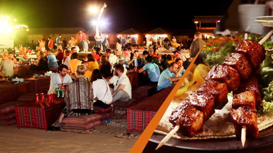 BBQ dinner and live show desert camp Abu Dhabi