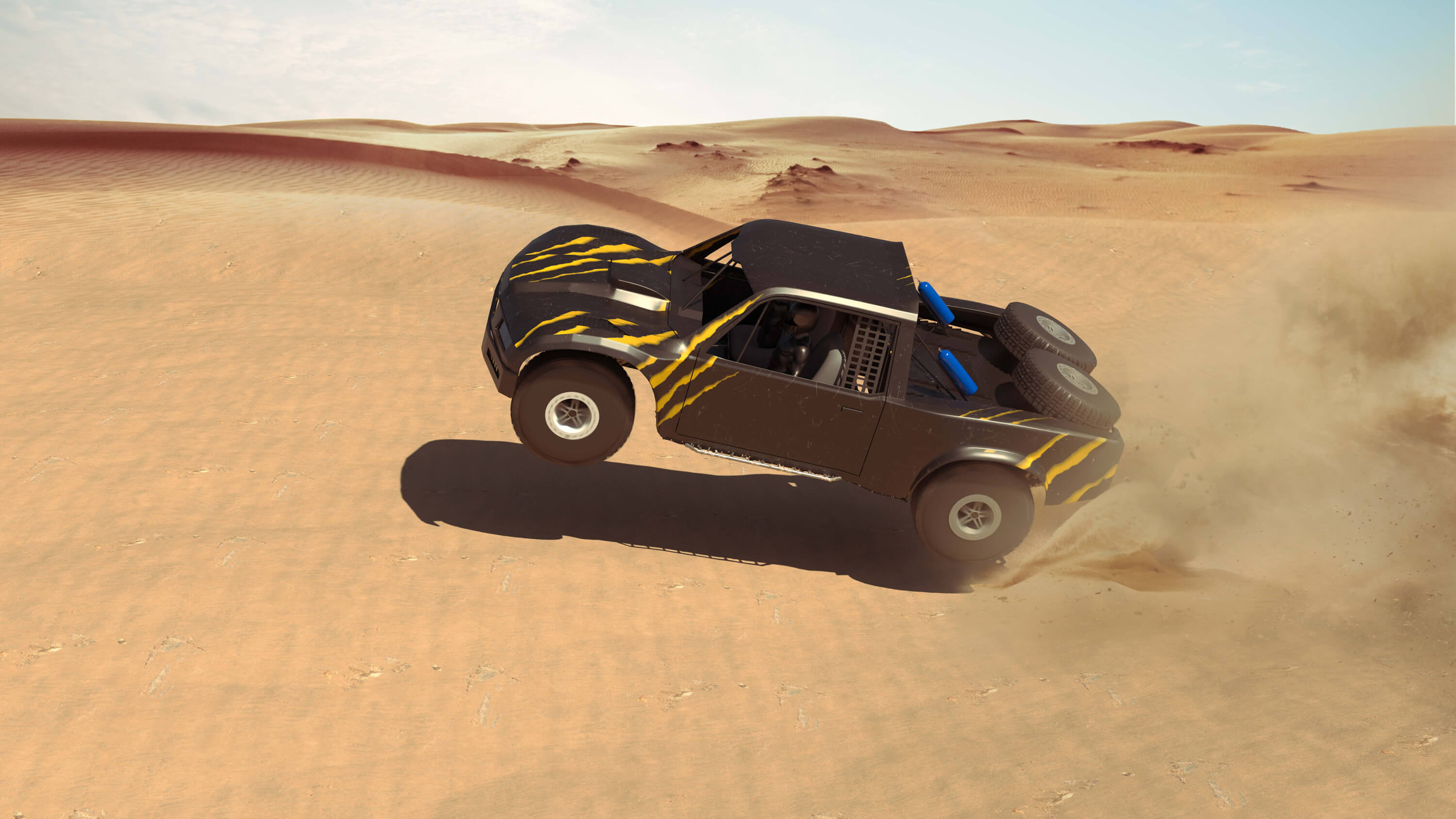 Dune bashing action
